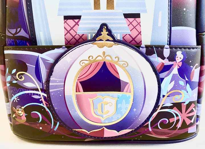 Loungefly Cinderella Castle Collection Series Mini Backpack Disney Bag Front Carriage Close Up