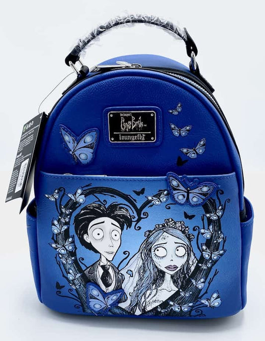 Loungefly Corpse Bride Butterfly Mini Backpack Blue Valentine GITD Bag Front