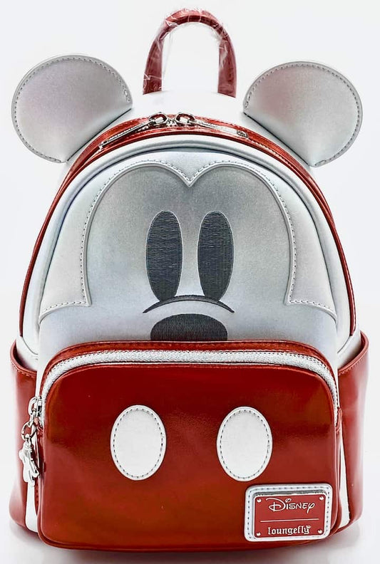Loungefly Disney 100 Platinum Mickey Mouse Mini Backpack Cosplay Bag Front Full View