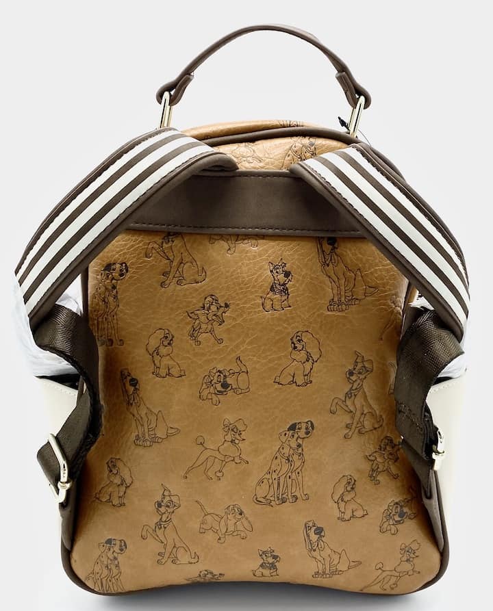 Loungefly Disney Dogs Mini Backpack Tan Brown Gold Bag Boxlunch Back