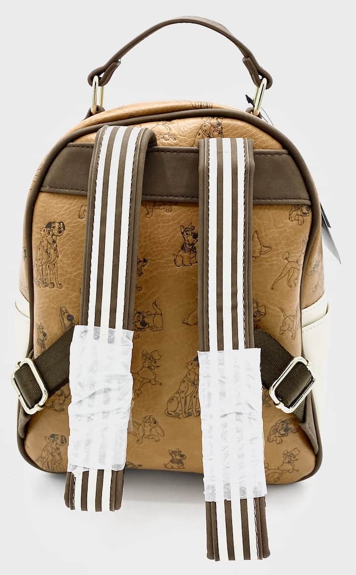 Loungefly Disney Dogs Mini Backpack Tan Brown Gold Bag Boxlunch Straps
