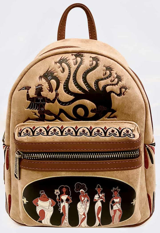 Loungefly Disney Hercules Muses Mini Backpack Brown Bag Front