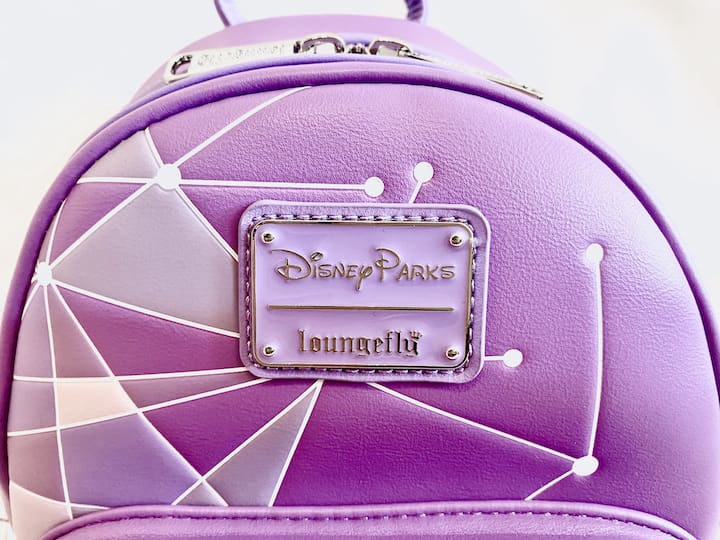 Loungefly Disney Parks Purple Wall Mini Backpack Instagram Bag Enamel Logo