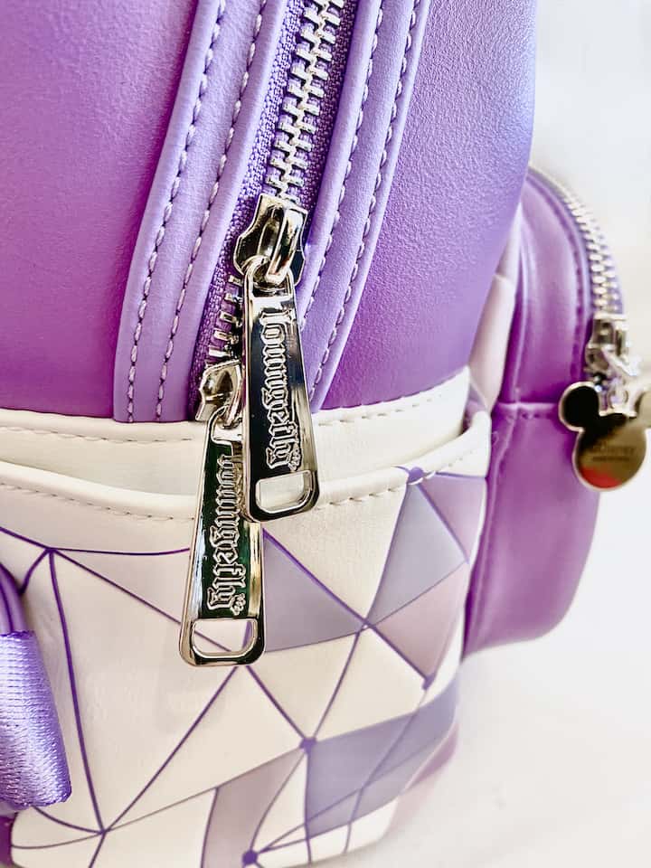 Loungefly Disney Parks Purple Wall Mini Backpack Instagram Bag Zips