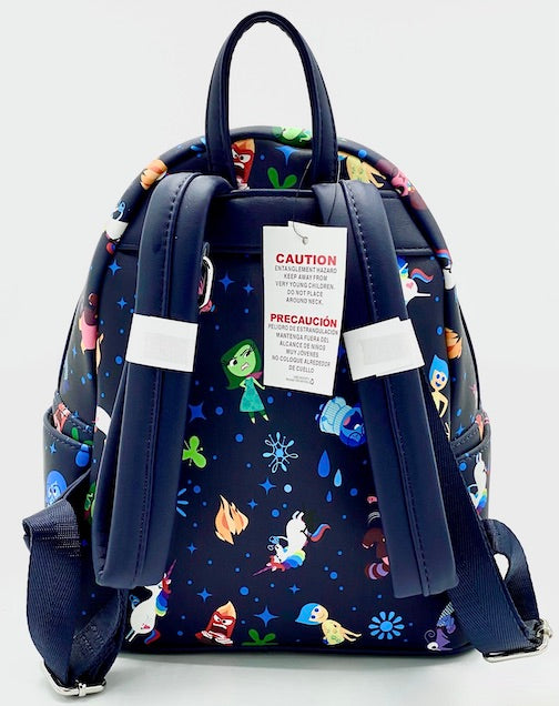 Loungefly Inside Out Mini Backpack Disney Parks Pixar AOP Bag Straps