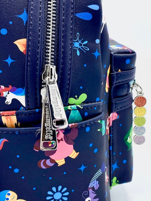 Loungefly Inside Out Mini Backpack Disney Parks Pixar AOP Bag Zips