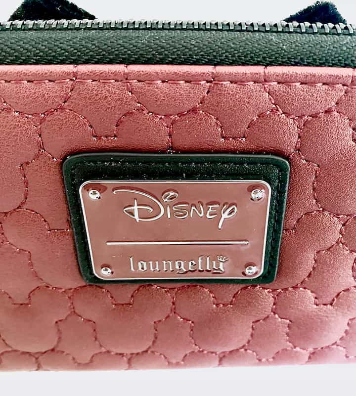 Loungefly Minnie Mouse Maroon Wallet Purse Quilted Burgundy Disney Enamel Logo