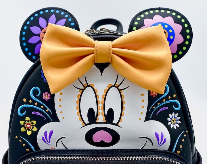 Loungefly Minnie Mouse Sugar Skull Cosplay Mini Backpack Disney Bag Dia De Los Muertos Face Applique