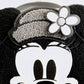 Loungefly Minnie Mouse Vintage Mini Backpack Black White Polka Dots Bag Front Close Up