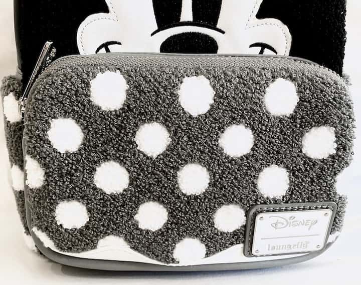 Loungefly Minnie Mouse Vintage Mini Backpack Black White Polka Dots Bag Front Pocket