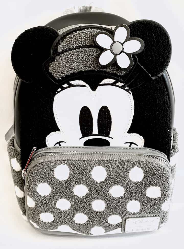 Loungefly Minnie Mouse Vintage Mini Backpack Black White Polka Dots Bag Front