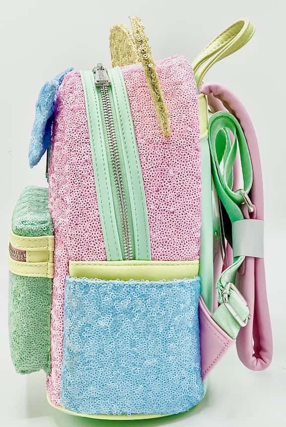 Loungefly Pastel Sequin Mini Backpack Disney Minnie Mouse Bag Left Side