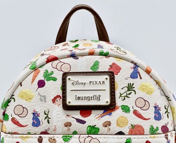Loungefly Ratatouille AOP Mini Backpack Disney Pixar Vegetables Bag Front Enamel Logo