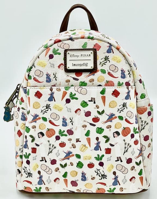 Loungefly Ratatouille AOP Mini Backpack Disney Pixar Vegetables Bag Front Full View