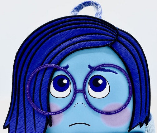 Loungefly Sadness Mini Backpack Disney Pixar Inside Out Cosplay Bag Head And Glasses Appliques
