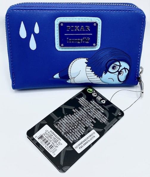 Loungefly Sadness Wallet Disney Pixar Inside Out Blue Cosplay Purse Back With Enamel Logo