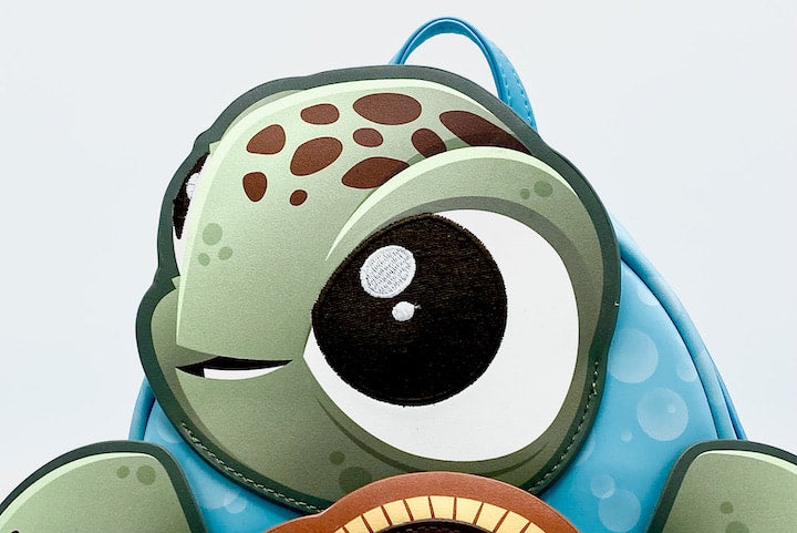 Loungefly Squirt Mini Backpack Disney Finding Nemo SDCC Cosplay Bag Front Head Applique