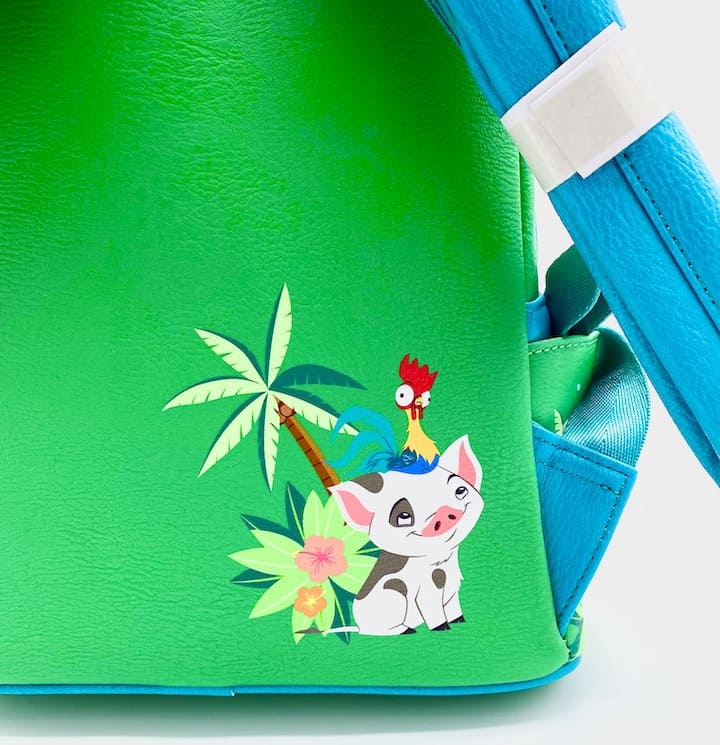 Loungefly Te Fiti Mini Backpack Disney Princess Moana Cosplay Bag Back Showing Pua and Hei Hei Artwork