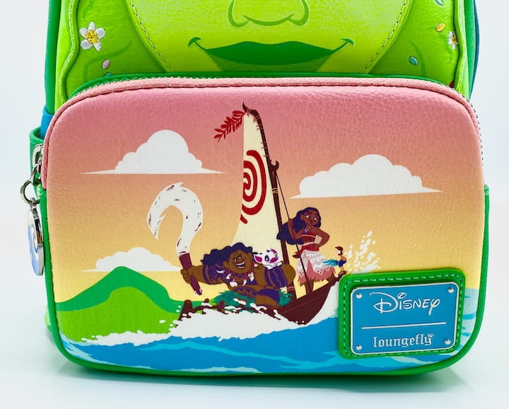 Loungefly Te Fiti Mini Backpack Disney Princess Moana Cosplay Bag Front Pocket With Moana and Maui Artwork