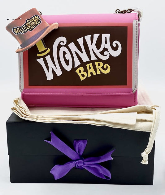 Loungefly Wonka Bar Crossbody Bag Charlie and the Chocolate Factory Handbag, Box and Dust Bag