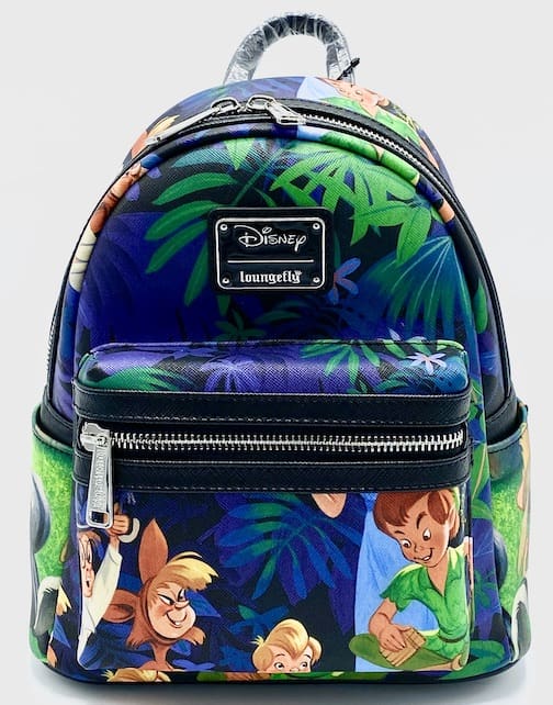 Peter Pan Scenes Mini Backpack Loungefly Disney Bag Tropical Lost Boys Front Full View